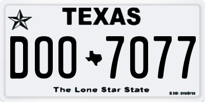 TX license plate DOO7077