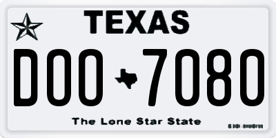 TX license plate DOO7080