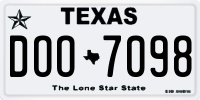 TX license plate DOO7098