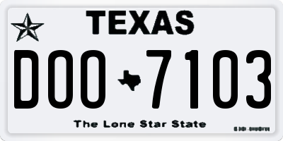 TX license plate DOO7103