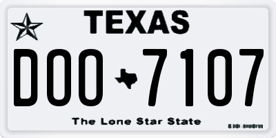 TX license plate DOO7107