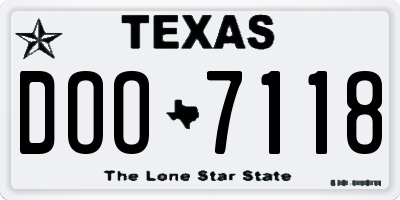 TX license plate DOO7118