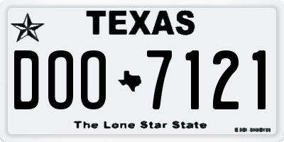 TX license plate DOO7121