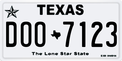 TX license plate DOO7123