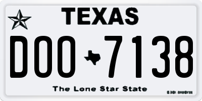 TX license plate DOO7138