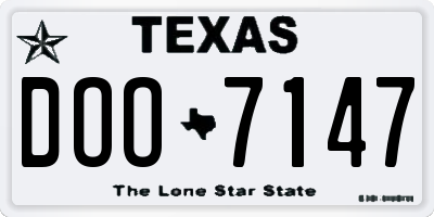 TX license plate DOO7147