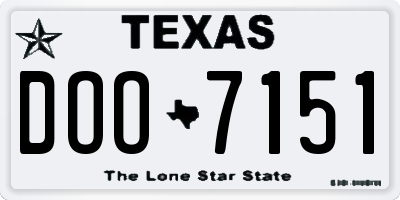 TX license plate DOO7151