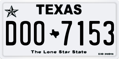 TX license plate DOO7153