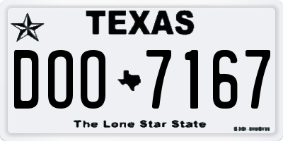 TX license plate DOO7167