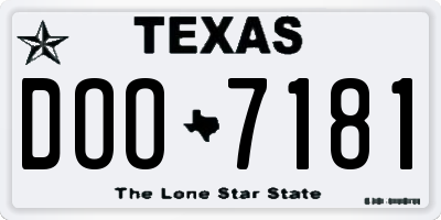 TX license plate DOO7181