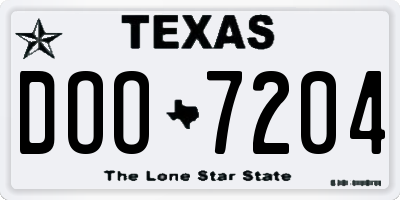 TX license plate DOO7204