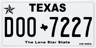 TX license plate DOO7227