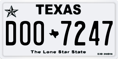 TX license plate DOO7247
