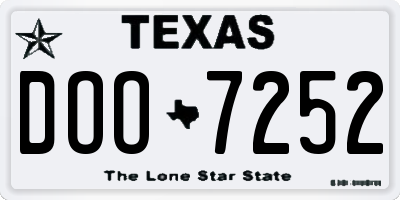 TX license plate DOO7252