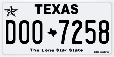 TX license plate DOO7258
