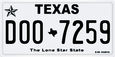 TX license plate DOO7259