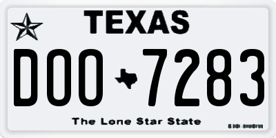 TX license plate DOO7283