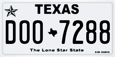 TX license plate DOO7288
