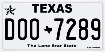 TX license plate DOO7289