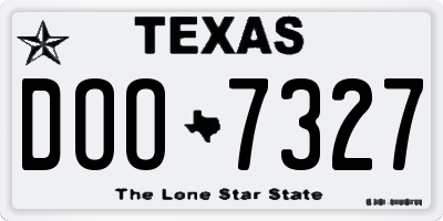 TX license plate DOO7327