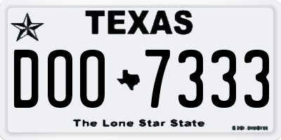 TX license plate DOO7333