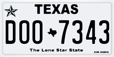 TX license plate DOO7343