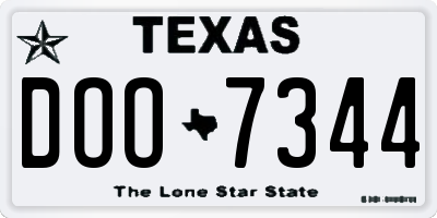 TX license plate DOO7344