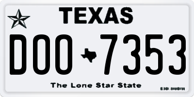 TX license plate DOO7353