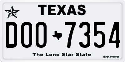 TX license plate DOO7354
