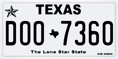 TX license plate DOO7360
