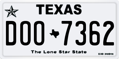 TX license plate DOO7362