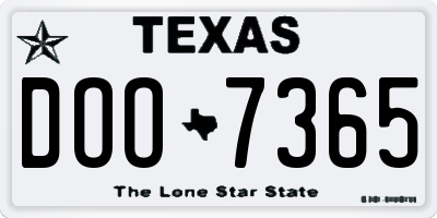 TX license plate DOO7365