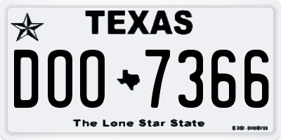 TX license plate DOO7366