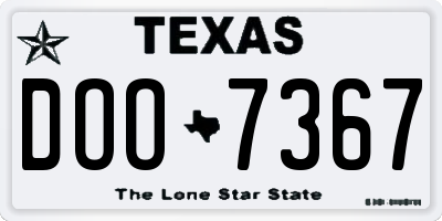 TX license plate DOO7367