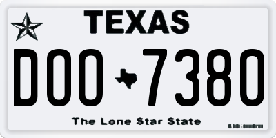 TX license plate DOO7380