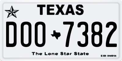 TX license plate DOO7382