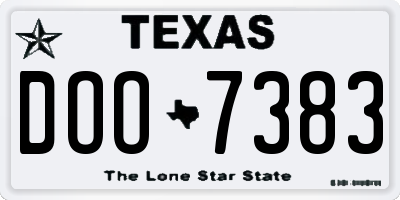 TX license plate DOO7383
