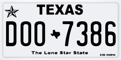 TX license plate DOO7386