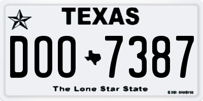 TX license plate DOO7387