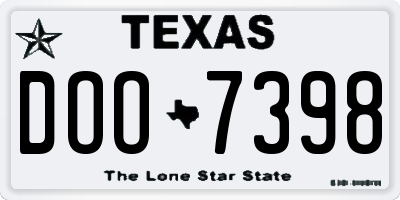 TX license plate DOO7398