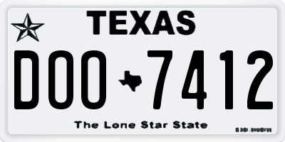 TX license plate DOO7412
