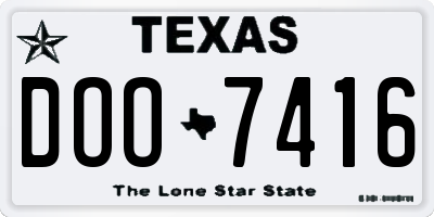TX license plate DOO7416