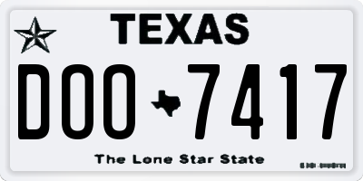 TX license plate DOO7417