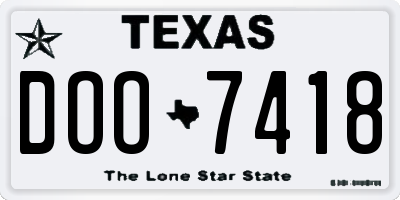TX license plate DOO7418