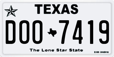TX license plate DOO7419