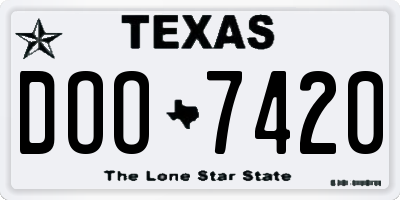 TX license plate DOO7420