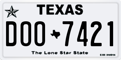 TX license plate DOO7421