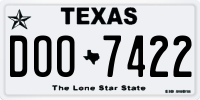 TX license plate DOO7422