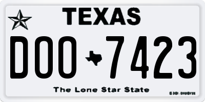 TX license plate DOO7423