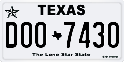 TX license plate DOO7430
